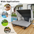 Outdoor Patio Rattan Daybed With Detachable Pillows