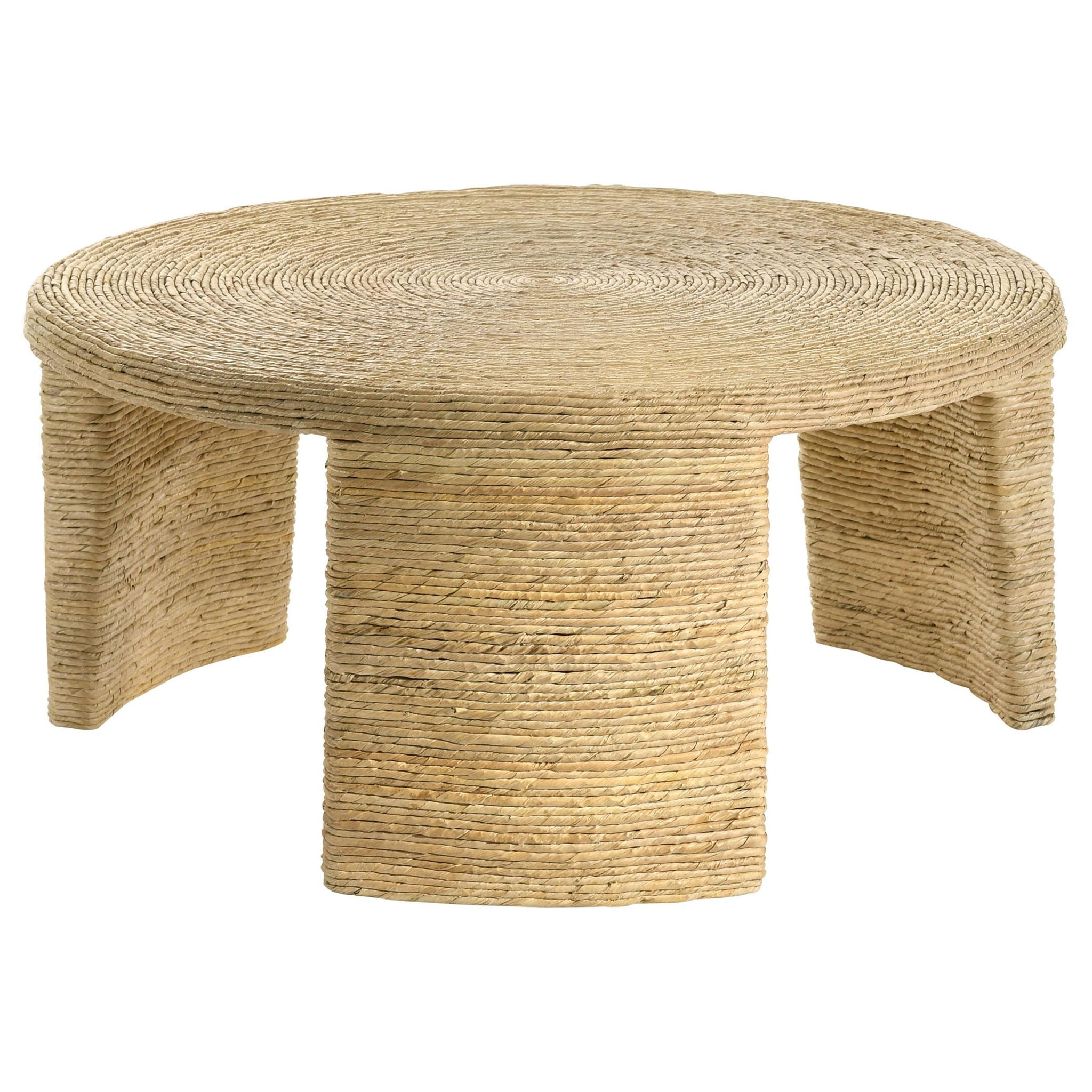 Artina Woven Rattan Round Coffee Table Natural Brown - Atlantic Fine Furniture Melbourne FL