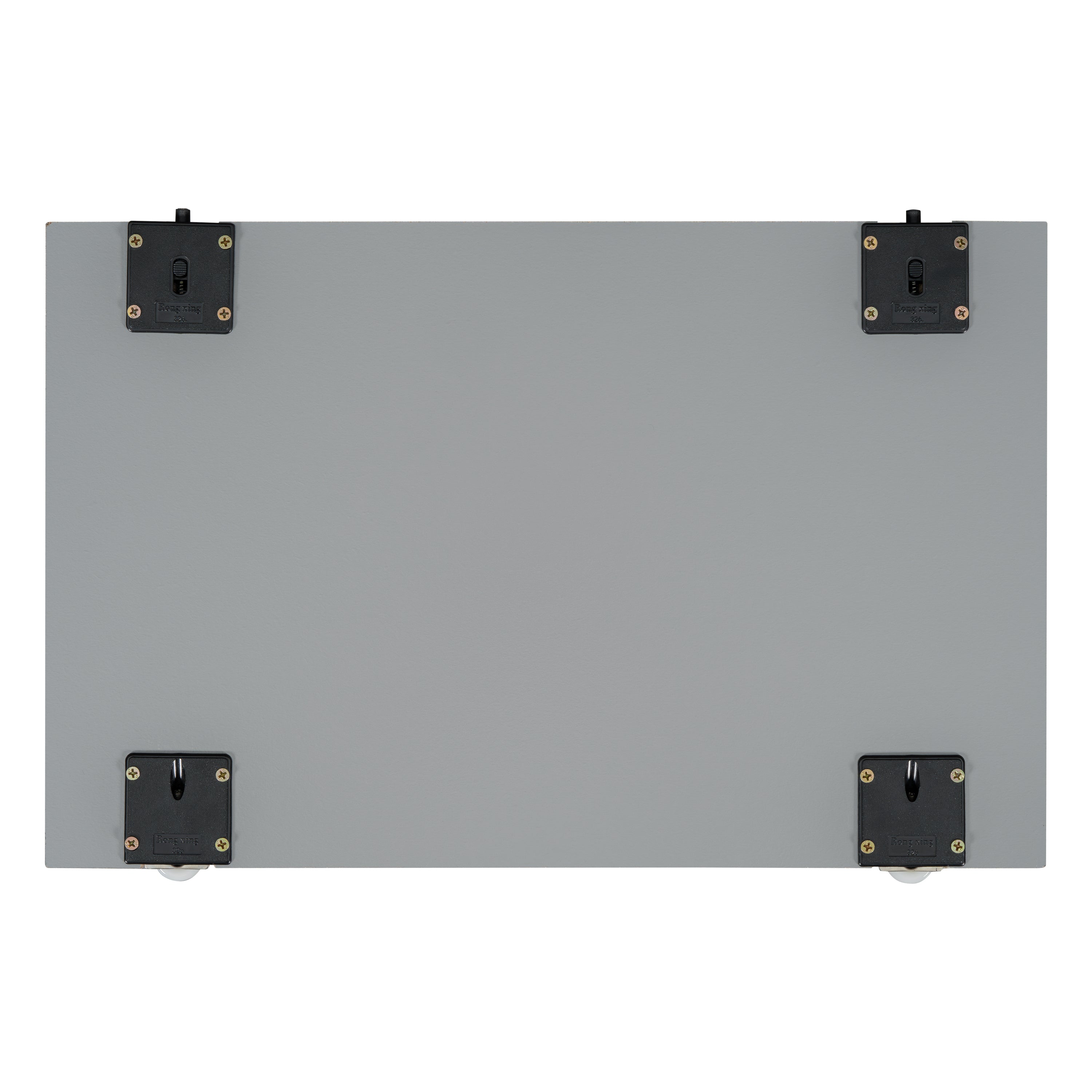 Full Floor Bed with L-shaped Bookcases, sliding doors,without slats,Grey