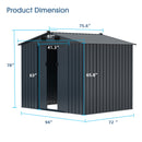 Outdoor Storage Shed, Galvanized Steel Garden Shed With 4 Vents & Double Sliding Door