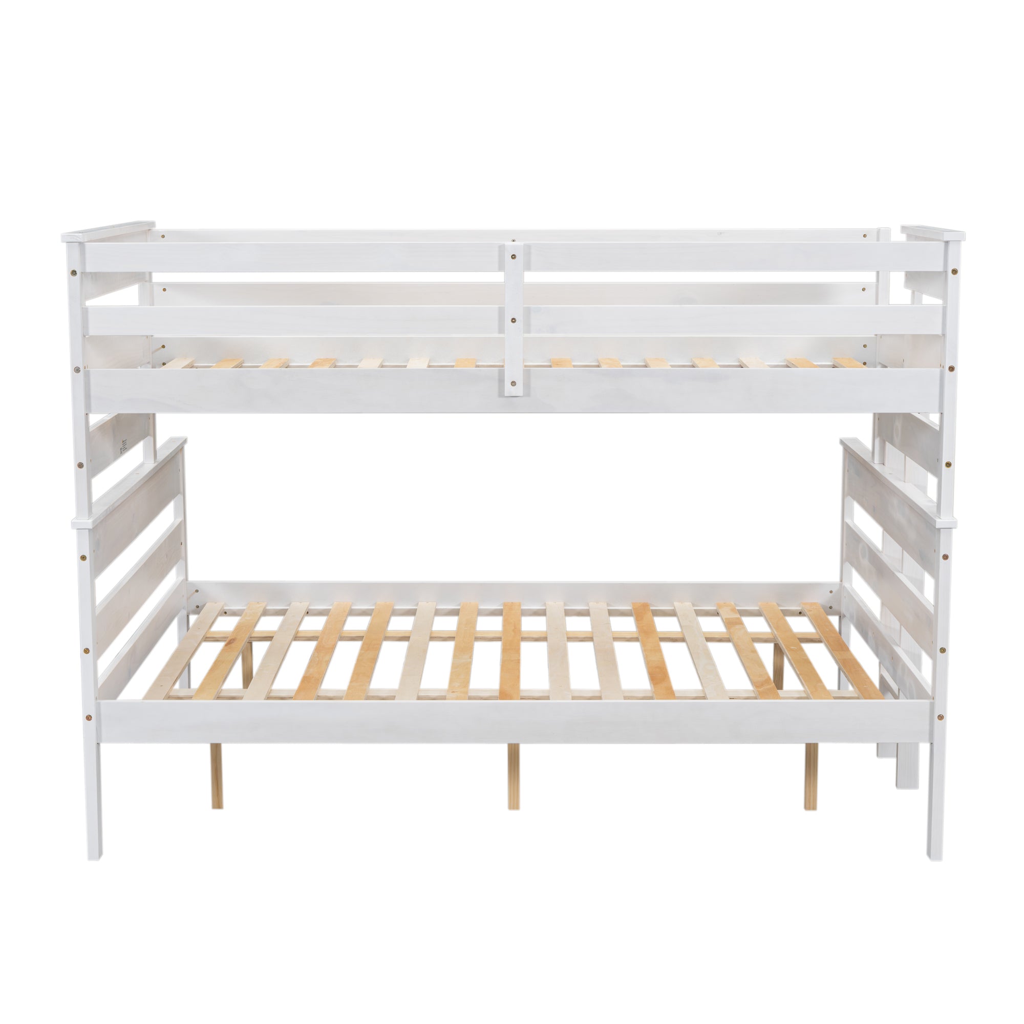 Wood Twin XL over Queen Bunk Bed with Ladder, White - Atlantic Fine Furniture Melbourne FL