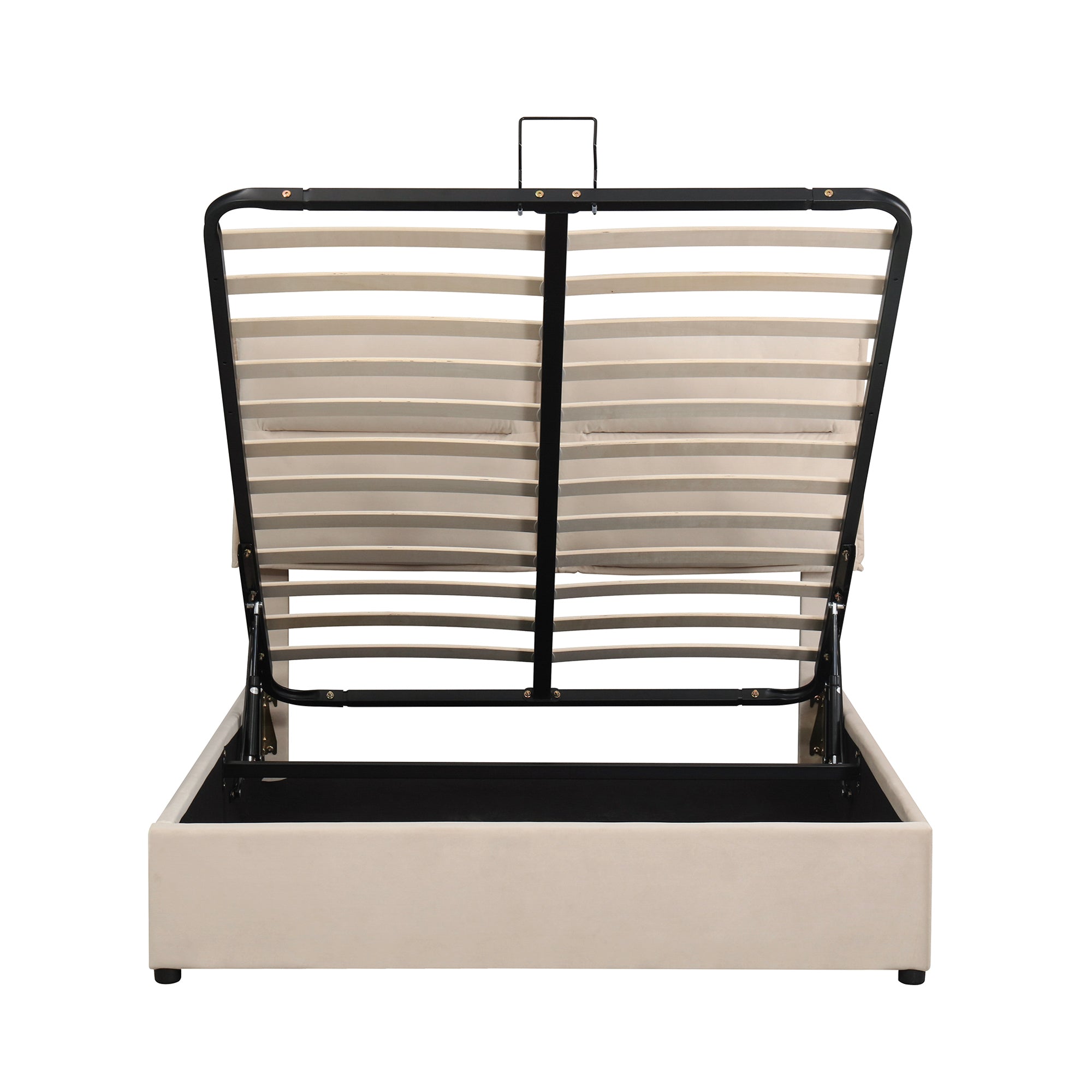 Upholstered Platform bed with a Hydraulic Storage System, Full size, Beige - Atlantic Fine Furniture Melbourne FL