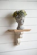 Distressed And Wooden Wall Shelf With Corbel Design - Brown / Antique White