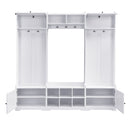 Wide Hall Tree With Shoe Storage, 4 In 1 Entryway Bench With 8 Cubbies, 7 Coat Hooks & Adjustable Shelf For Hallway - White