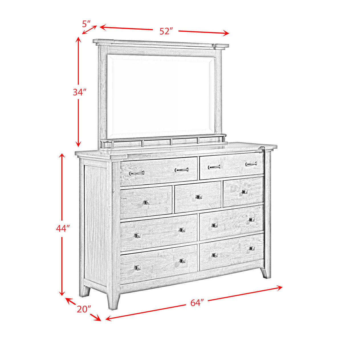 Gage 9-Drawer Dresser in Light Brown by Elements International, view 3