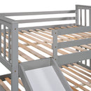Full Over Full Bunk Bed With Ladder With Slide - Gray