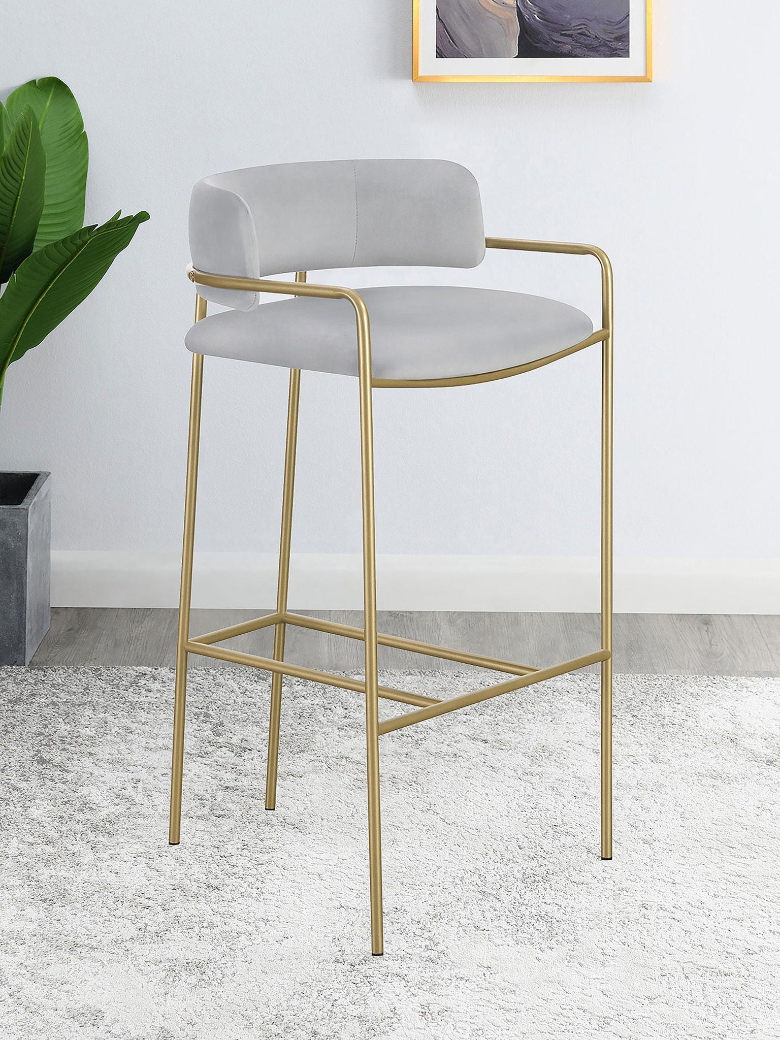 Comstock Upholstered Low Back Stool Grey and Gold - Atlantic Fine Furniture Melbourne FL