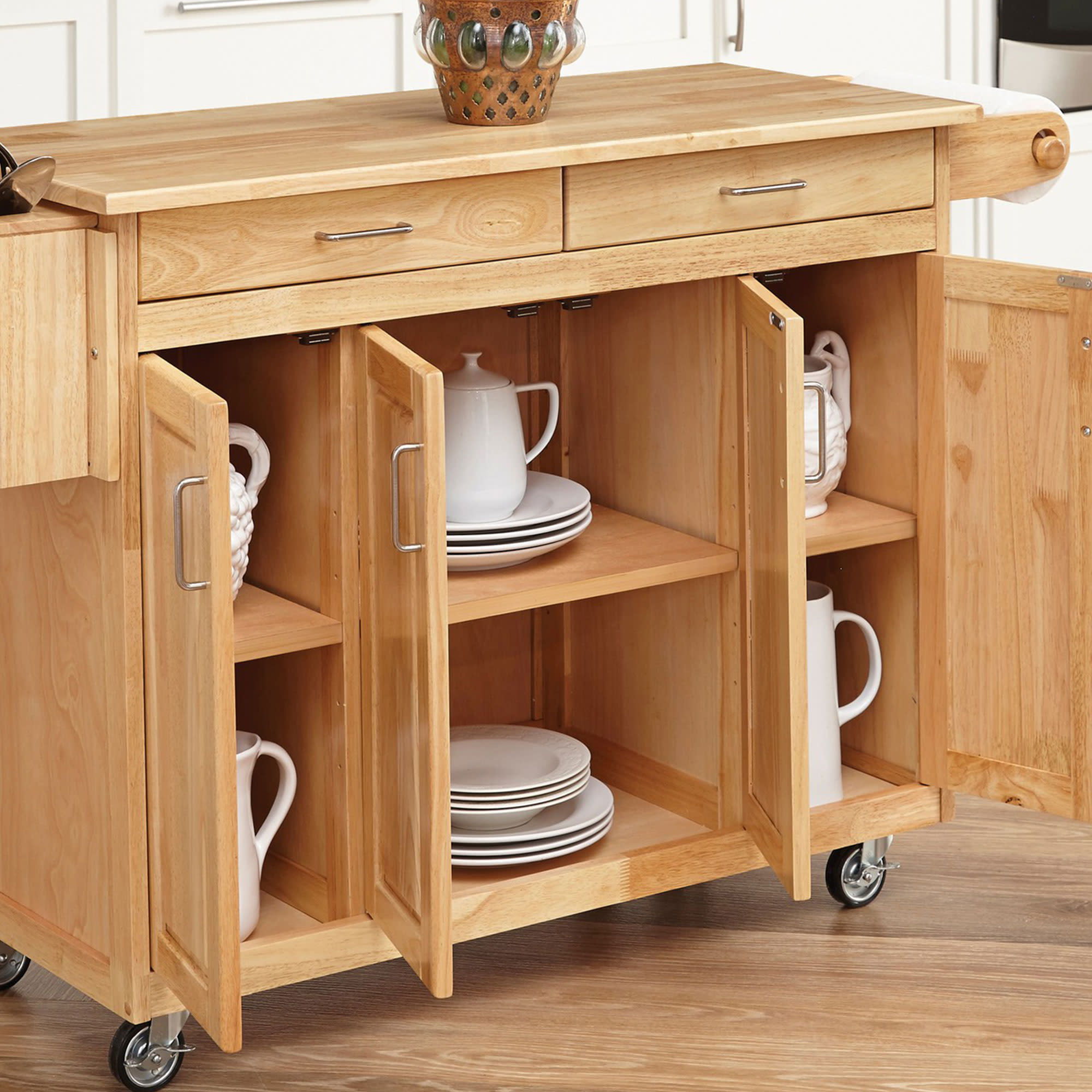 General Line - 35.5" Kitchen Cart With 2 Drawers - Light Brown