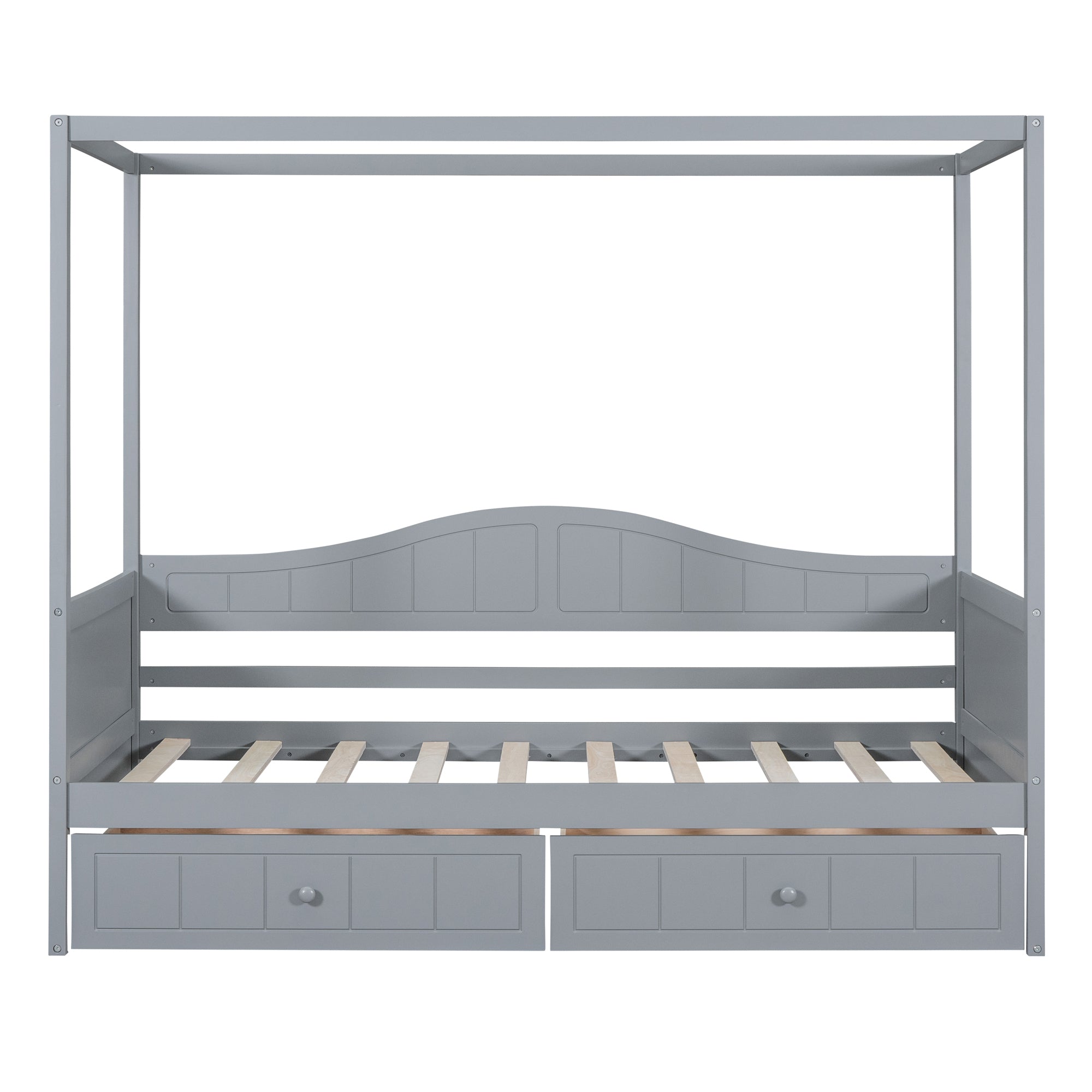 Twin Size Canopy Day Bed with 2 Drawers, Gray - Atlantic Fine Furniture Melbourne FL