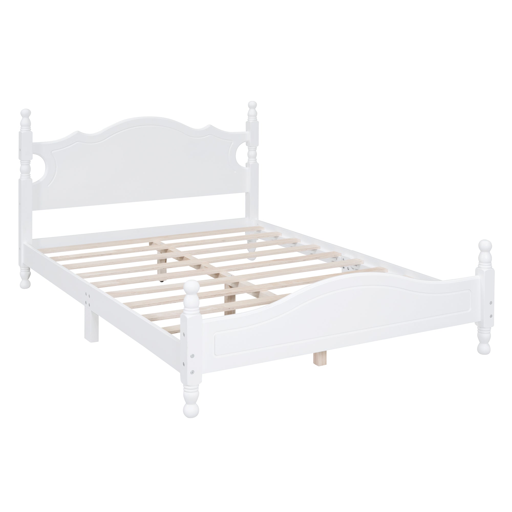 Full Size Wood Platform Bed Frame,Retro Style Platform Bed with Wooden Slat Support,White - Atlantic Fine Furniture Melbourne FL