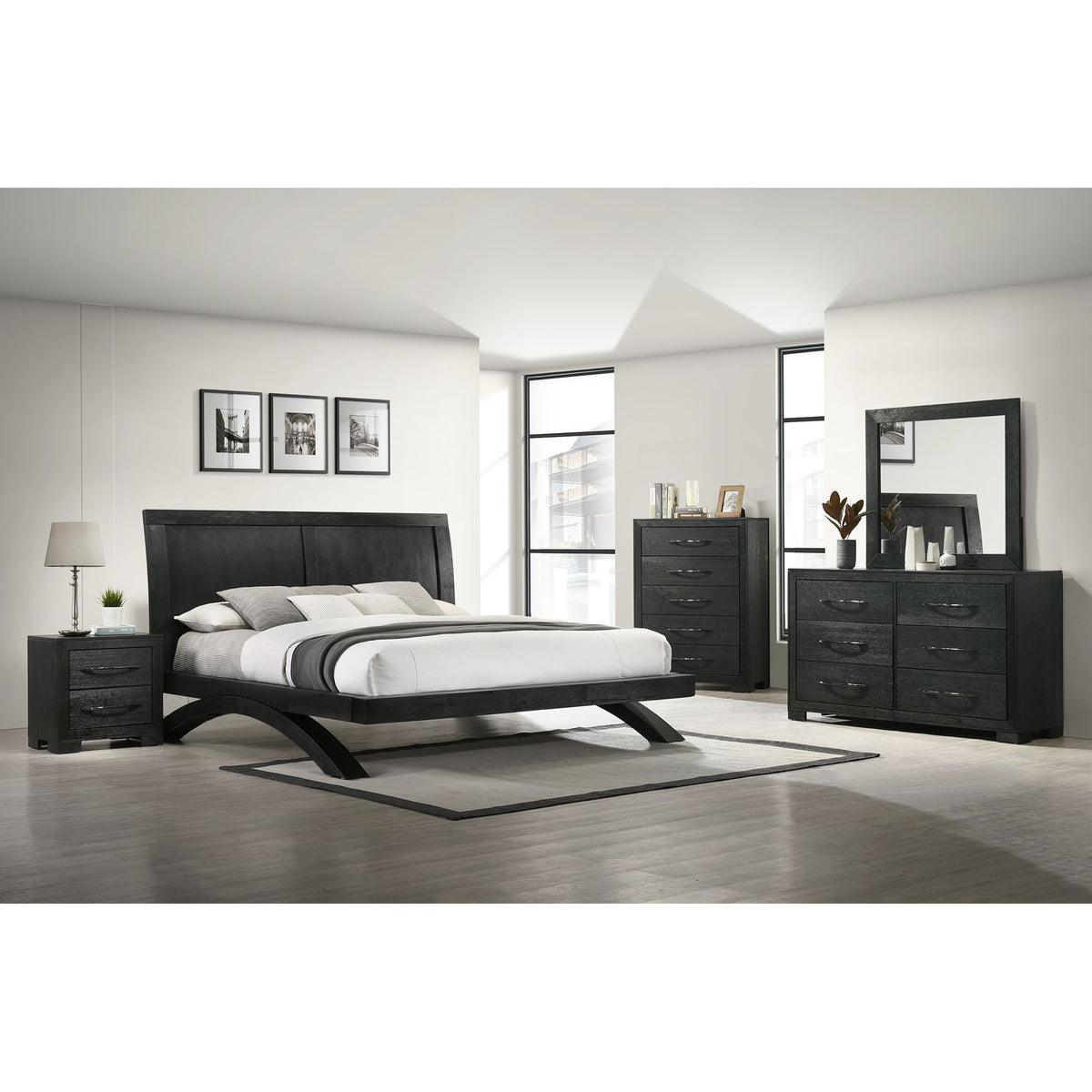 Allan Panel Bedroom Set in Black by Elements International
