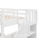 Stairway Bunk Bed With Storage And Guard Rail For Bedroom