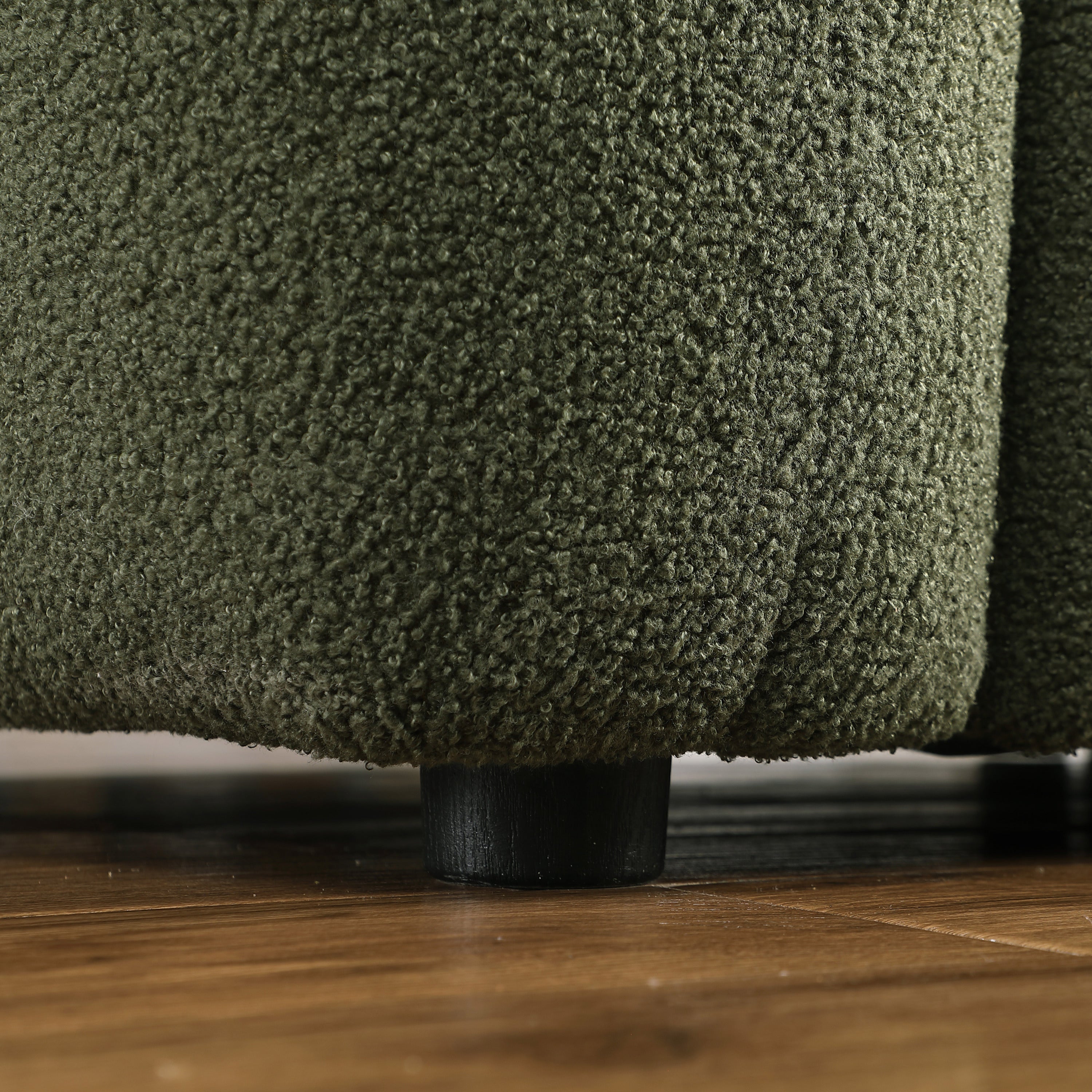 87.4 length ,35.83" deepth ,human body structure for USA people, marshmallow sofa,boucle sofa ,3 seater, OLIVE GREEN BOUCLE