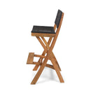 Outdoor Folding Acacia Wood Barstools With Rattan Backrest And Seat