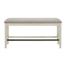 Bellevue - Counter Bench With Beige Fabric - Antique White