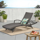Salem - Contemporary Wicker Chaise Lounge With Arm, Weather Resistant