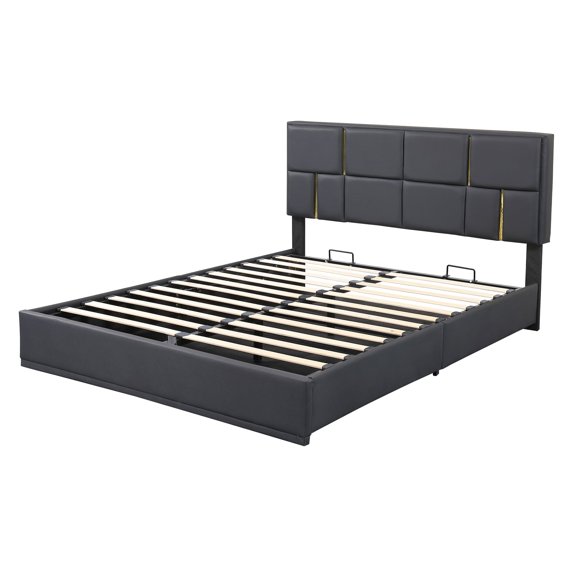 Queen Size Upholstered Platform Bed with Hydraulic Storage System,No Box Spring Needed,Black - Atlantic Fine Furniture Melbourne FL
