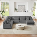 Oversized Sectional Sofa U - Shaped Sofa Couch Modern Sofa Upholstered In Soft Corduroy With A Chaise Lounge For Living Room