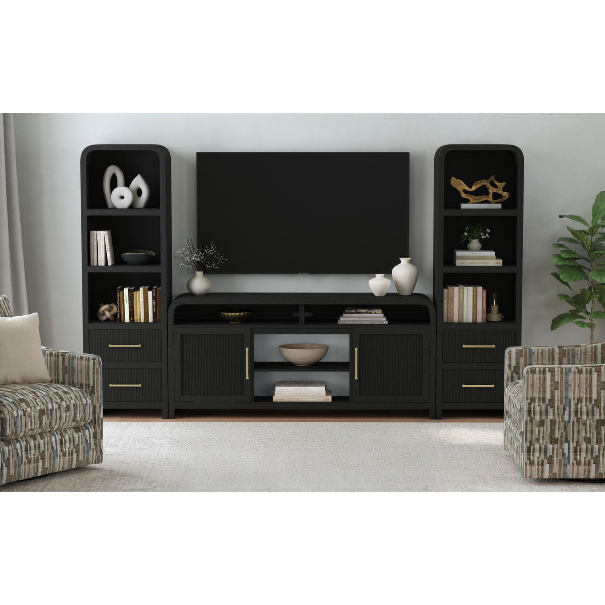 Ridgemont Entertainment Unit With 70" TV Console in Black by Elements International, view 5