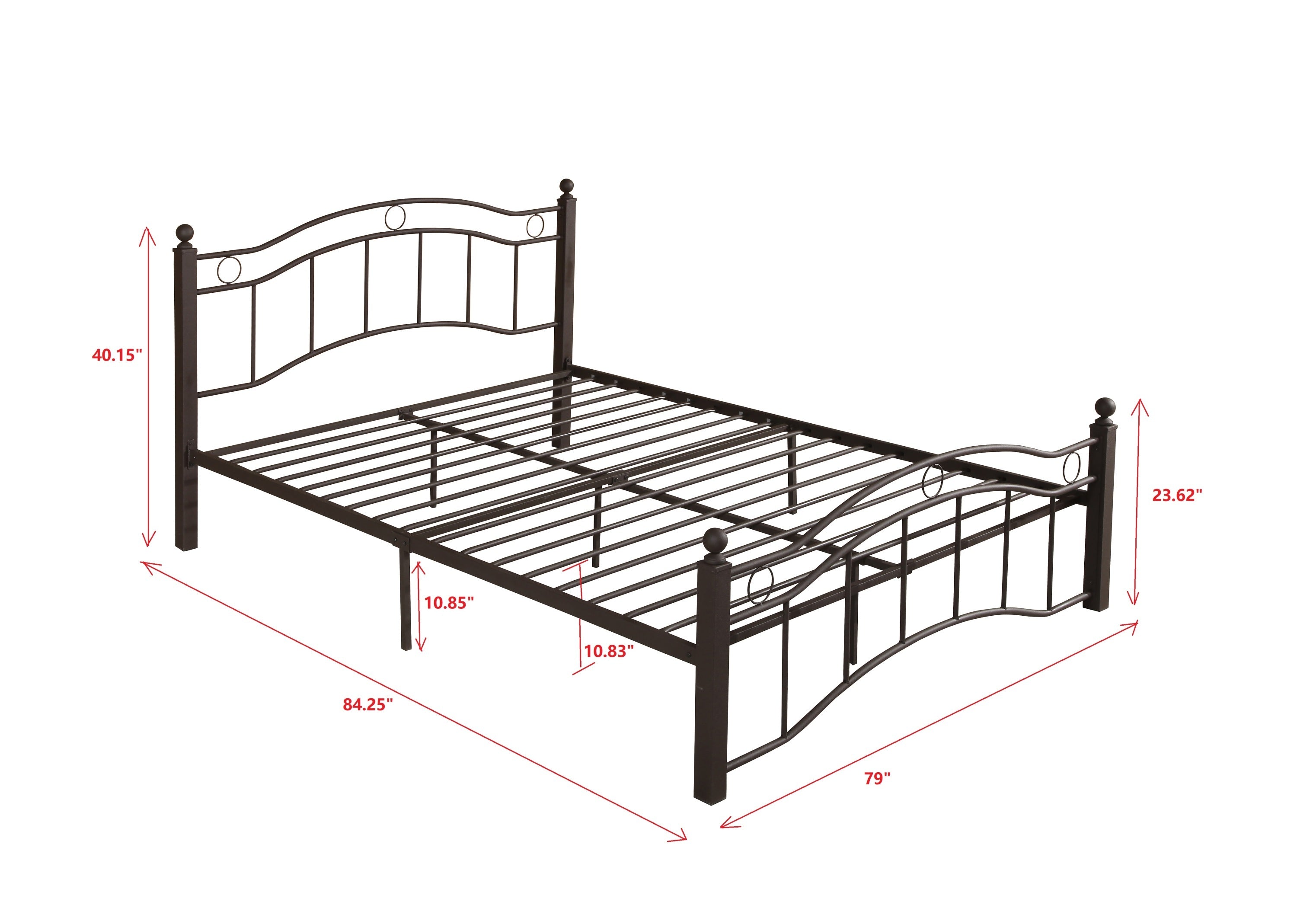 King Size Metal Bed Frame with Headboard and Footboard Bronze