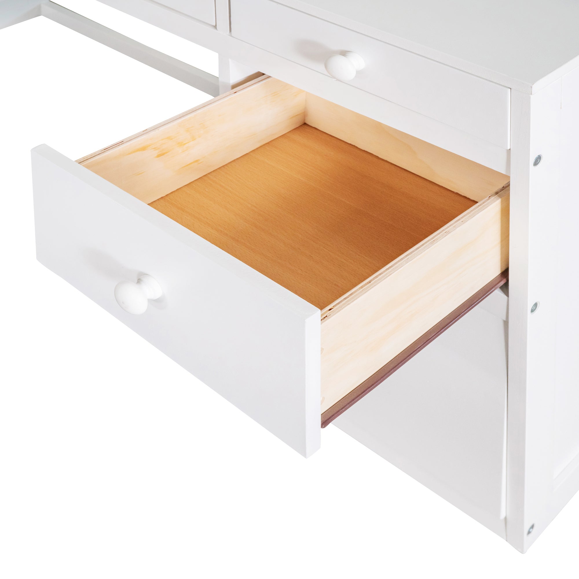 Full Size Loft Bed with Ladder, Shelves, and Desk, White - Atlantic Fine Furniture Melbourne FL