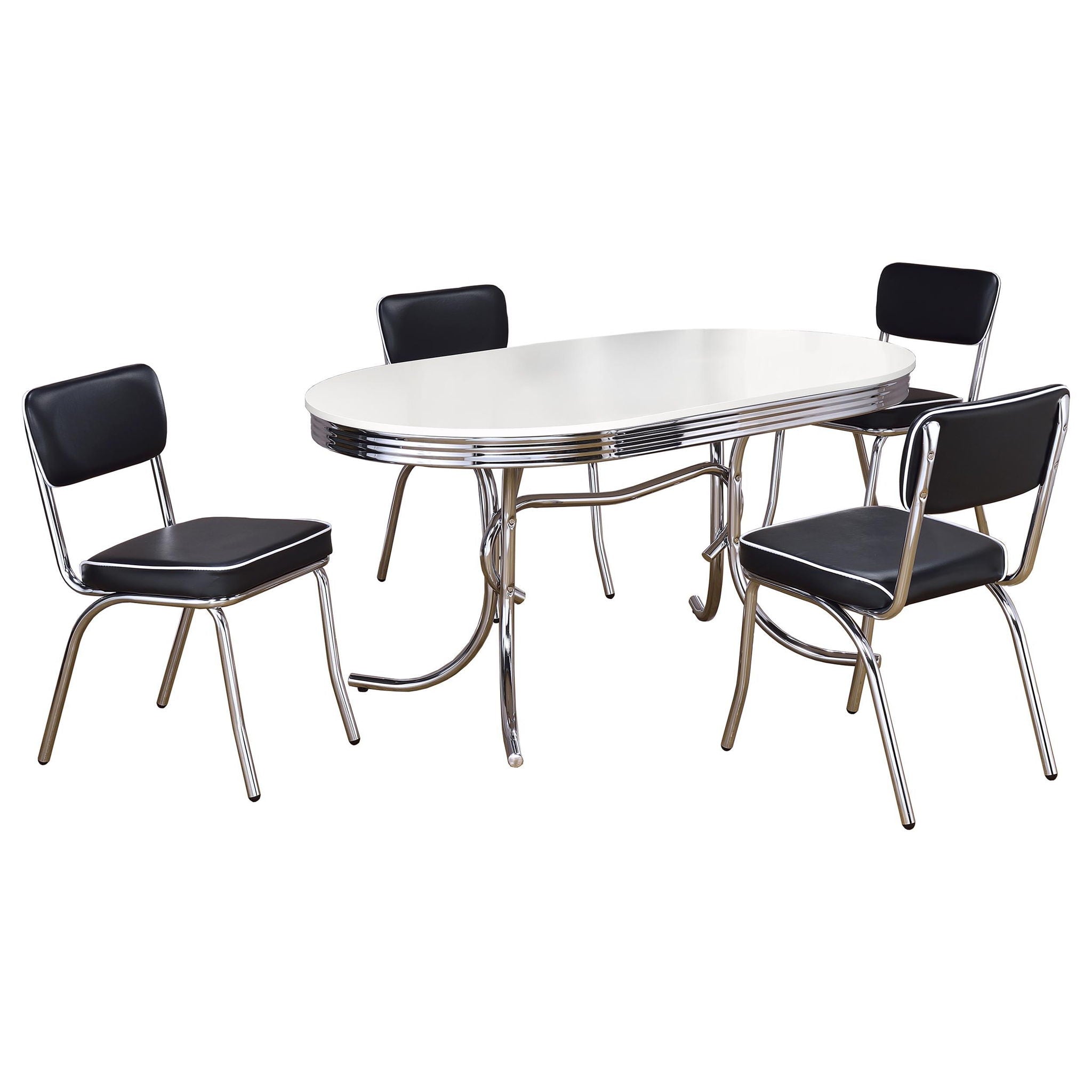 Retro 5-piece Oval Dining Table Set White and Black - Atlantic Fine Furniture Melbourne FL