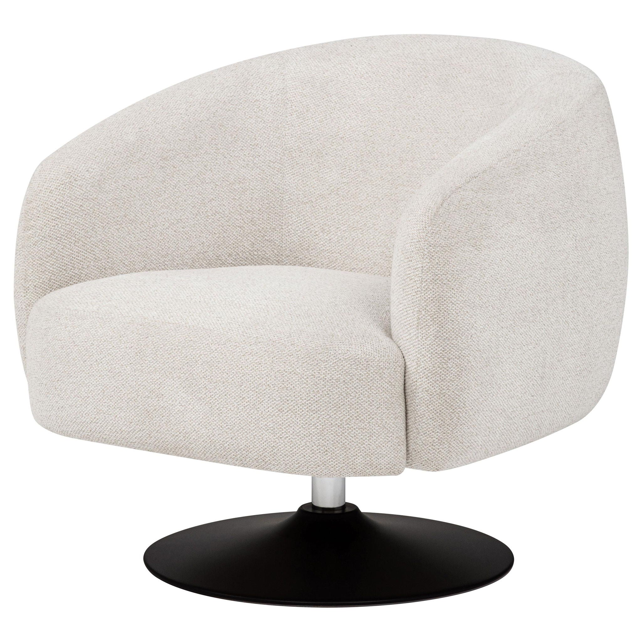 Dave Upholstered Barrel Back Swivel Club Chair Beige