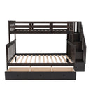 Stairway Bunk Bed With Storage And Guard Rail For Bedroom