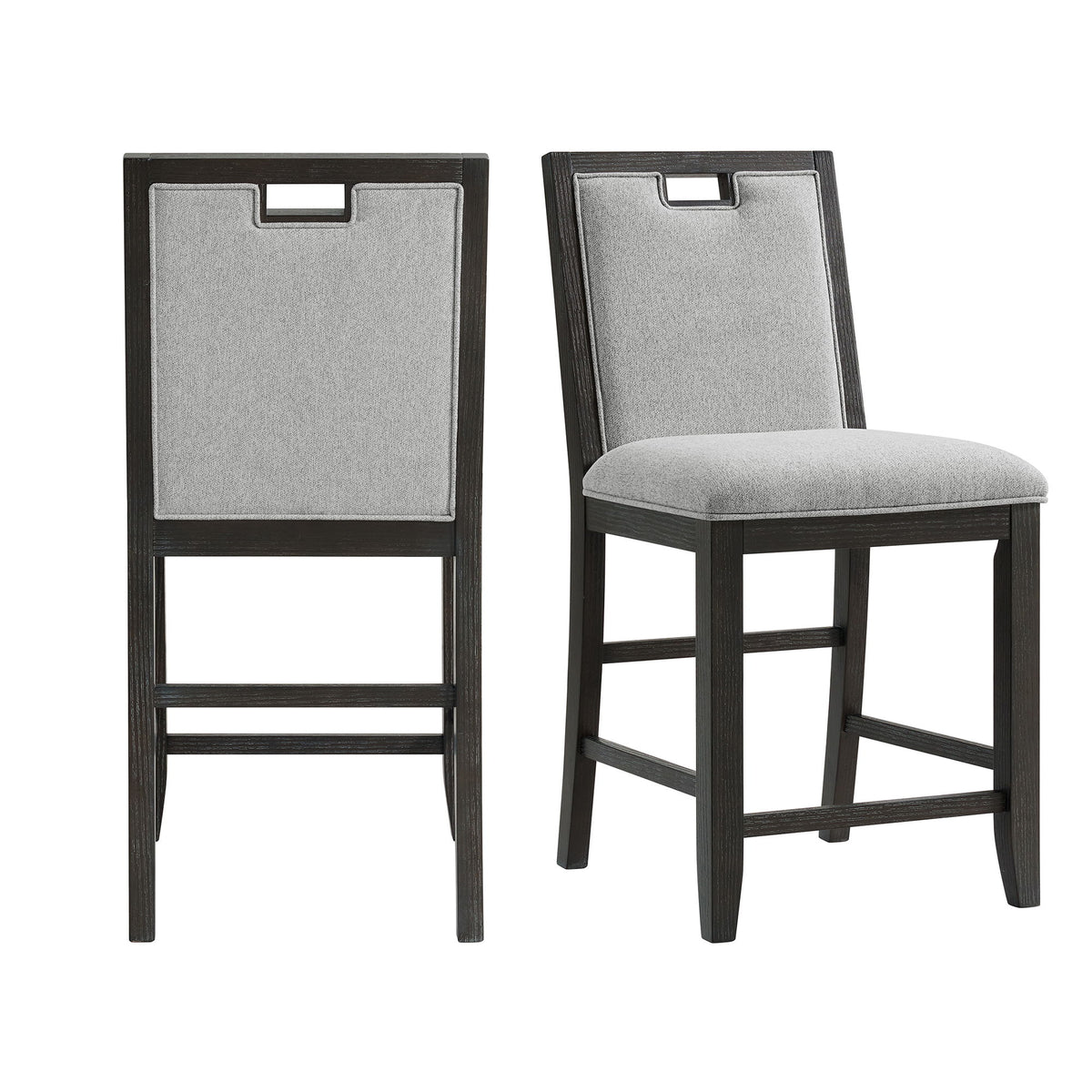 Elodie Fabric Counter Chair (Set of 2) in Charcoal / Gray by Elements International