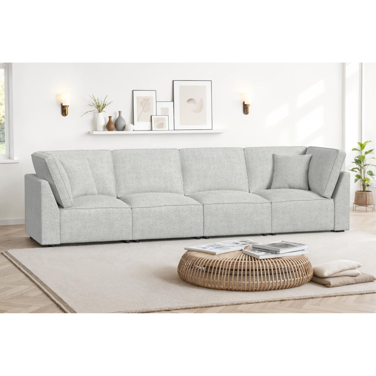 Normandy Motion Sectional in White by Elements International, view 2