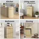 Tilt Out Trash Can Cabinet With Wave Textured Drawer & Pull Out Bin