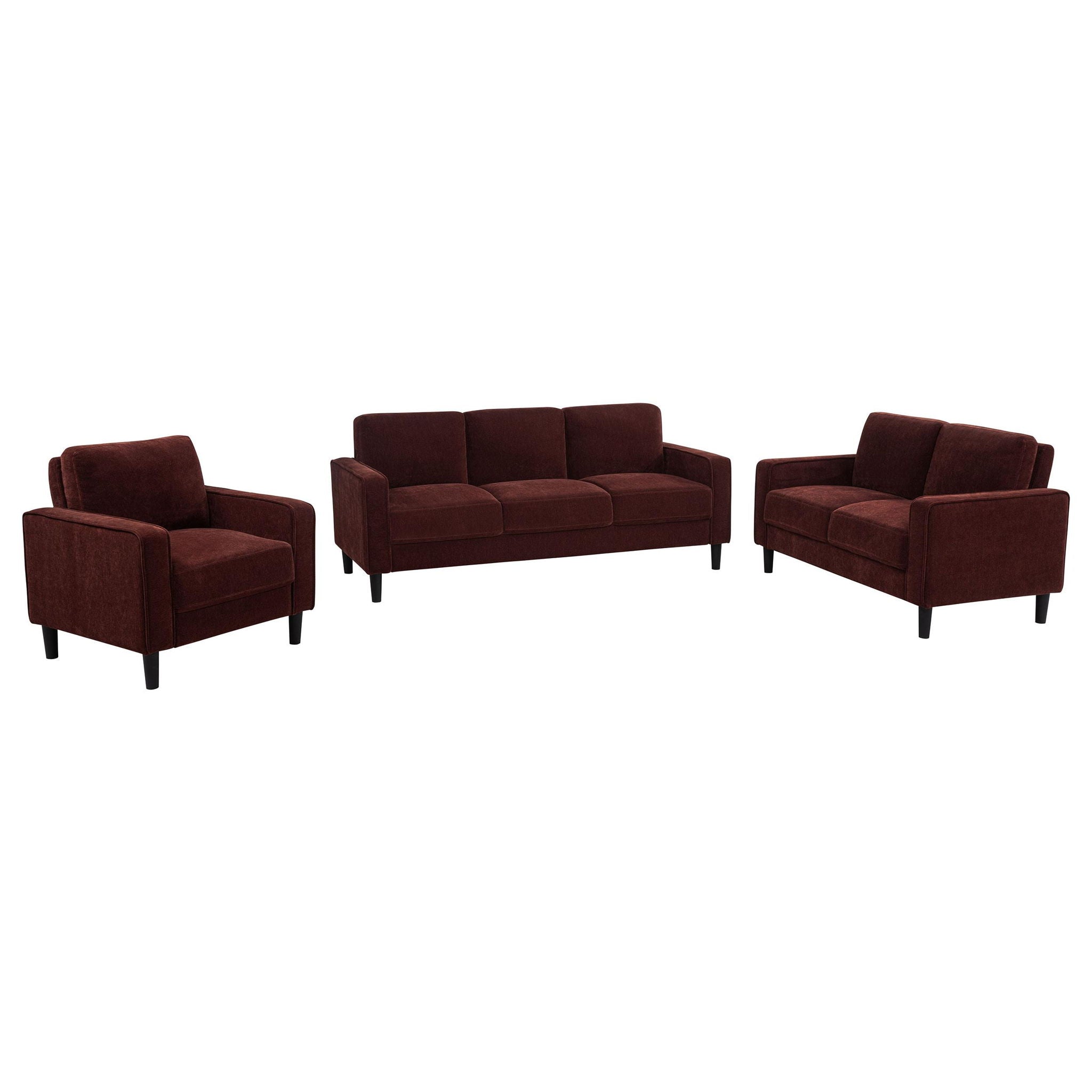 Ruth 3-piece Fabric Upholstered Track Arm Sofa Rust Red