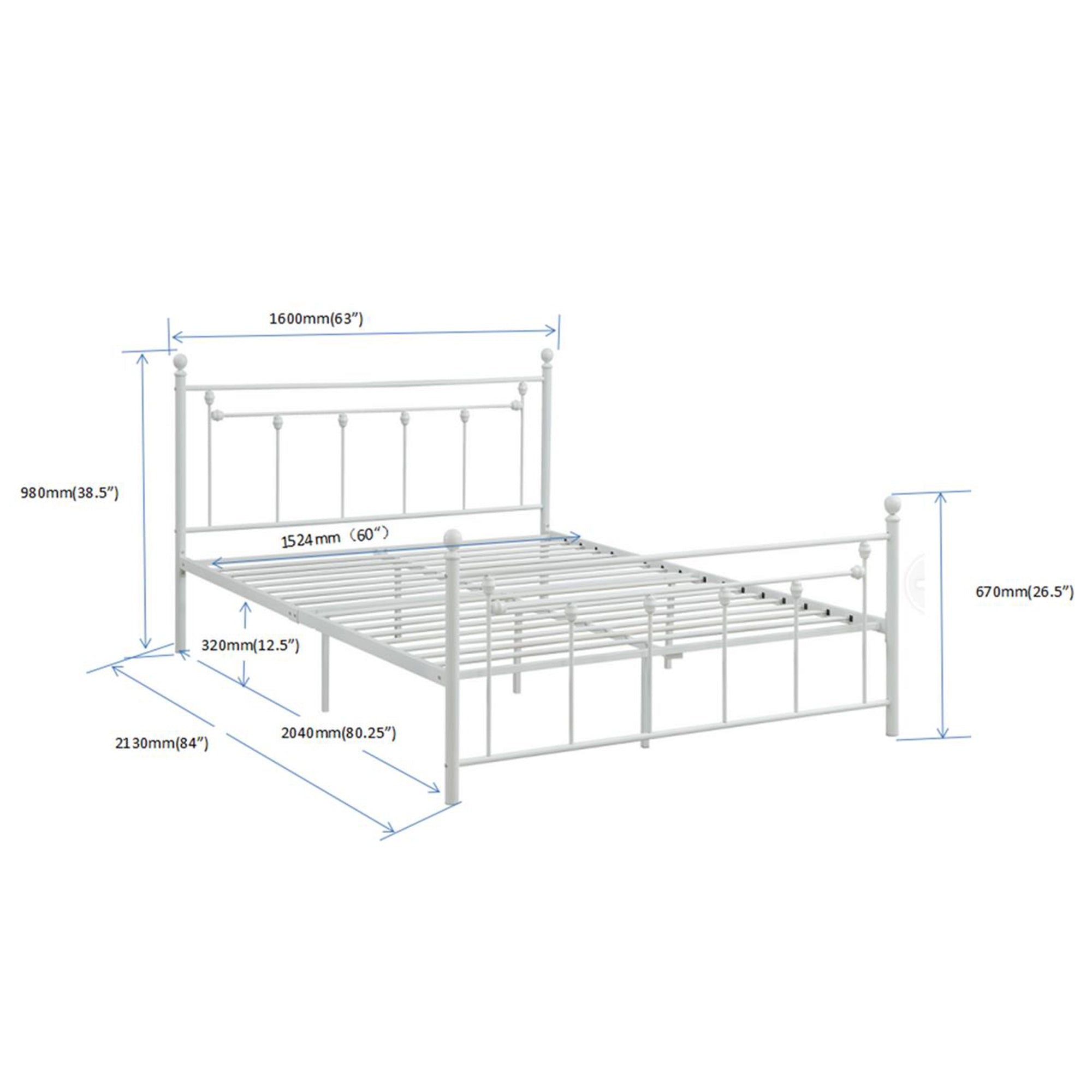 Queen Size Metal Bed Frame with Headboard and Footboard (White) - Atlantic Fine Furniture Melbourne FL