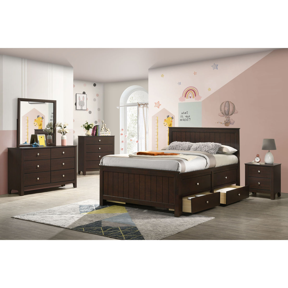 Sami Captains Bedroom Set in Dark Brown by Elements International, view 2