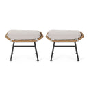 Outdoor Modern Boho Wicker Ottoman With Cushions (Set of 2)