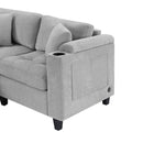 U Shaped Sectional Sofa, Corner Living Room Couch With Built In Cup Holders, Storage, USB Ports