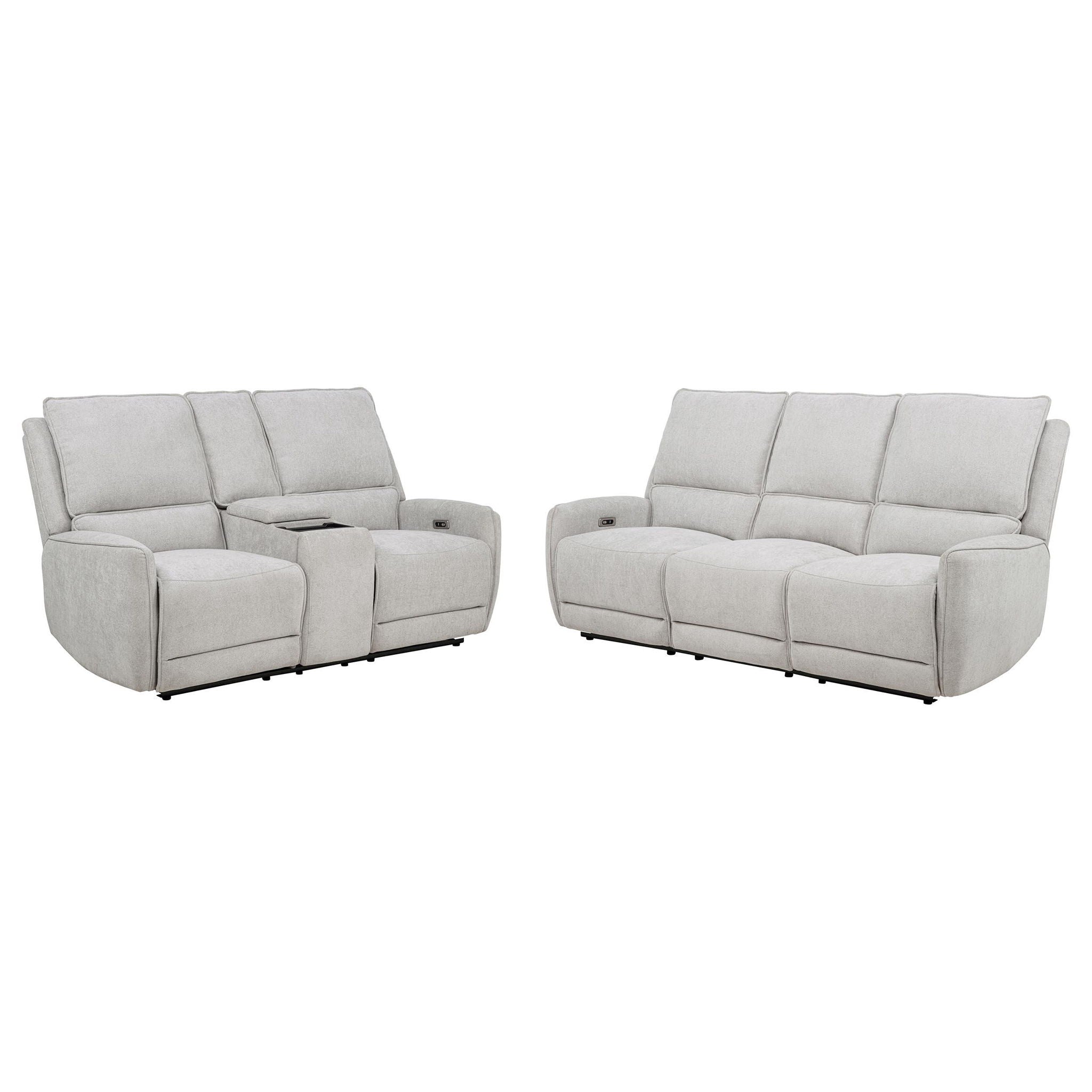 Sylmar 2-piece Chenille Power Reclining Sofa Set Dove Grey