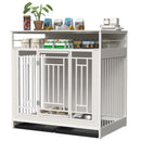 Wooden Dog Crate Furniture With Divider And Storage - White