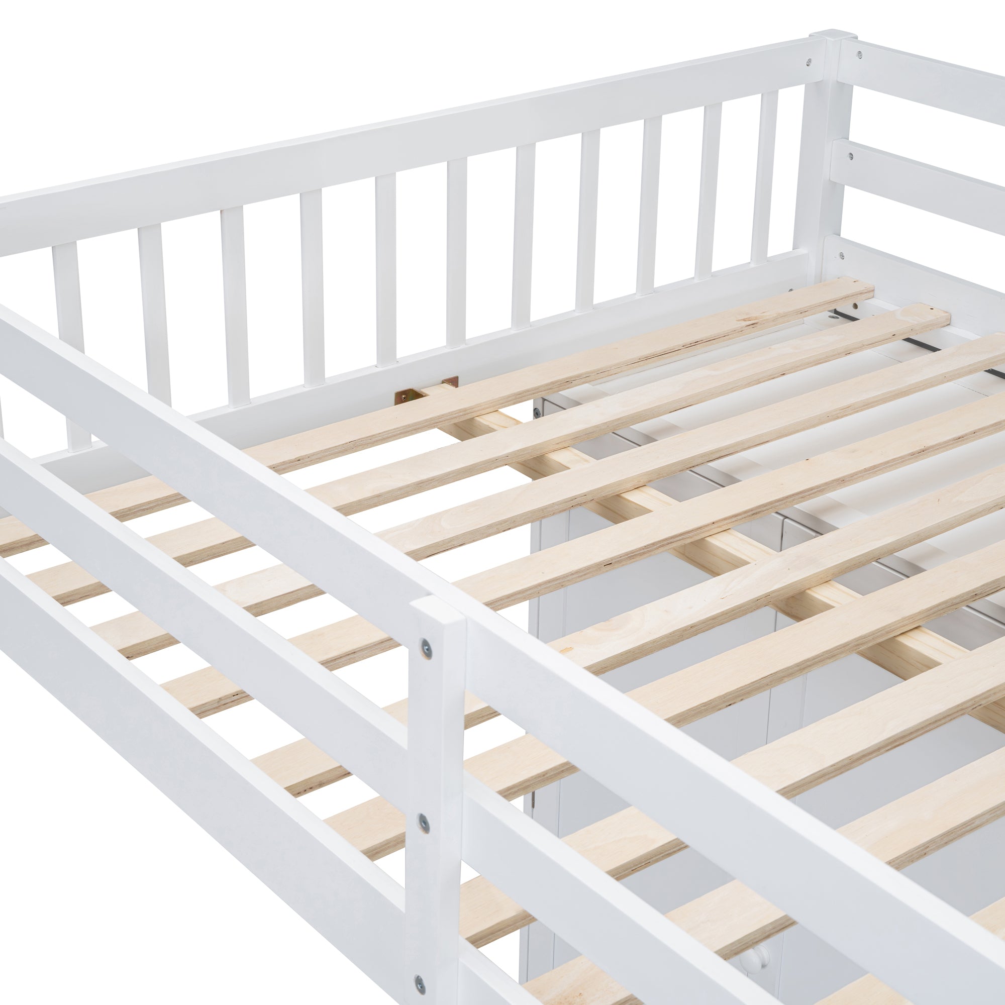Full Over Twin Bunk Bed with Wardrobe, Drawers, White - Atlantic Fine Furniture Melbourne FL