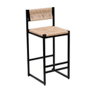 Bar Stools Paper Rope Weave Dining Chairs With Back Hand Weave Stools For Kichen Island, Bar & Counter (Set of 2)