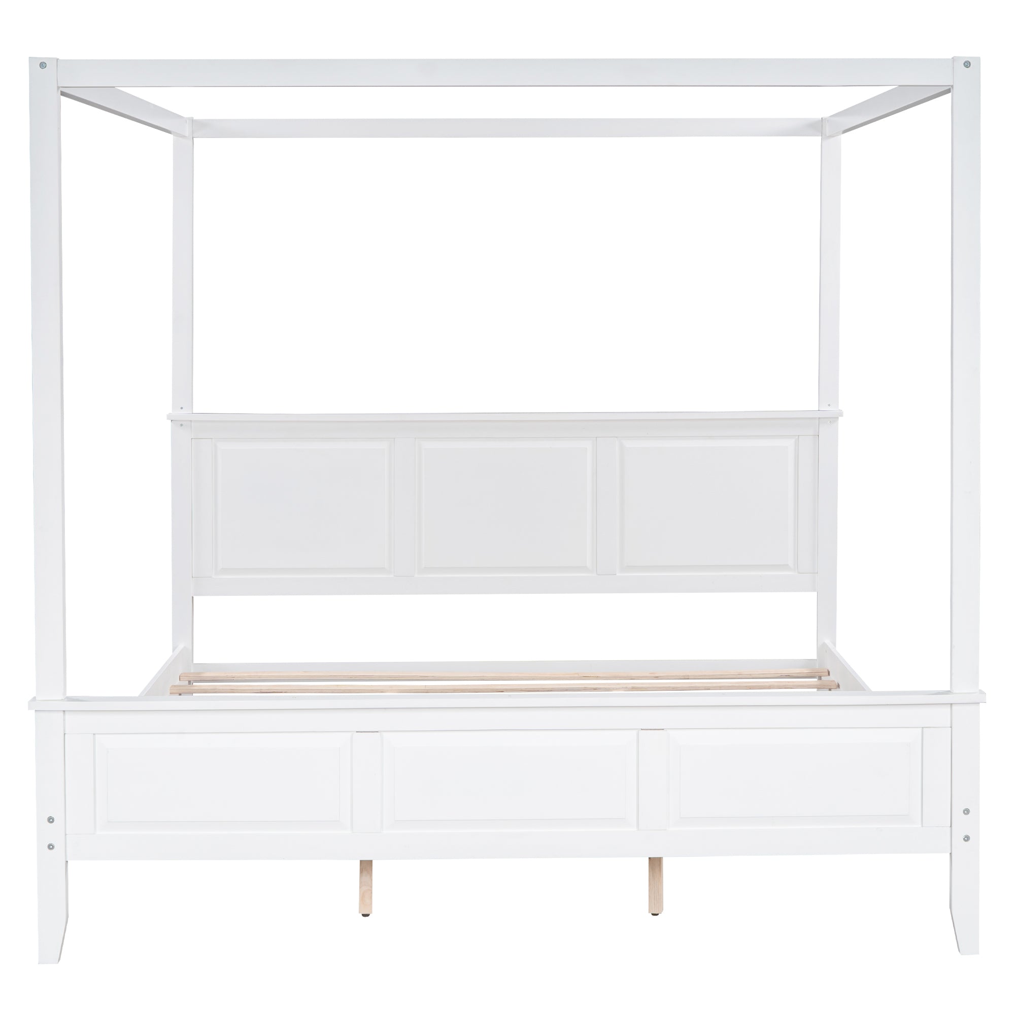 King Size Canopy Platform Bed with Headboard and Footboard,With Slat Support Leg, White - Atlantic Fine Furniture Melbourne FL
