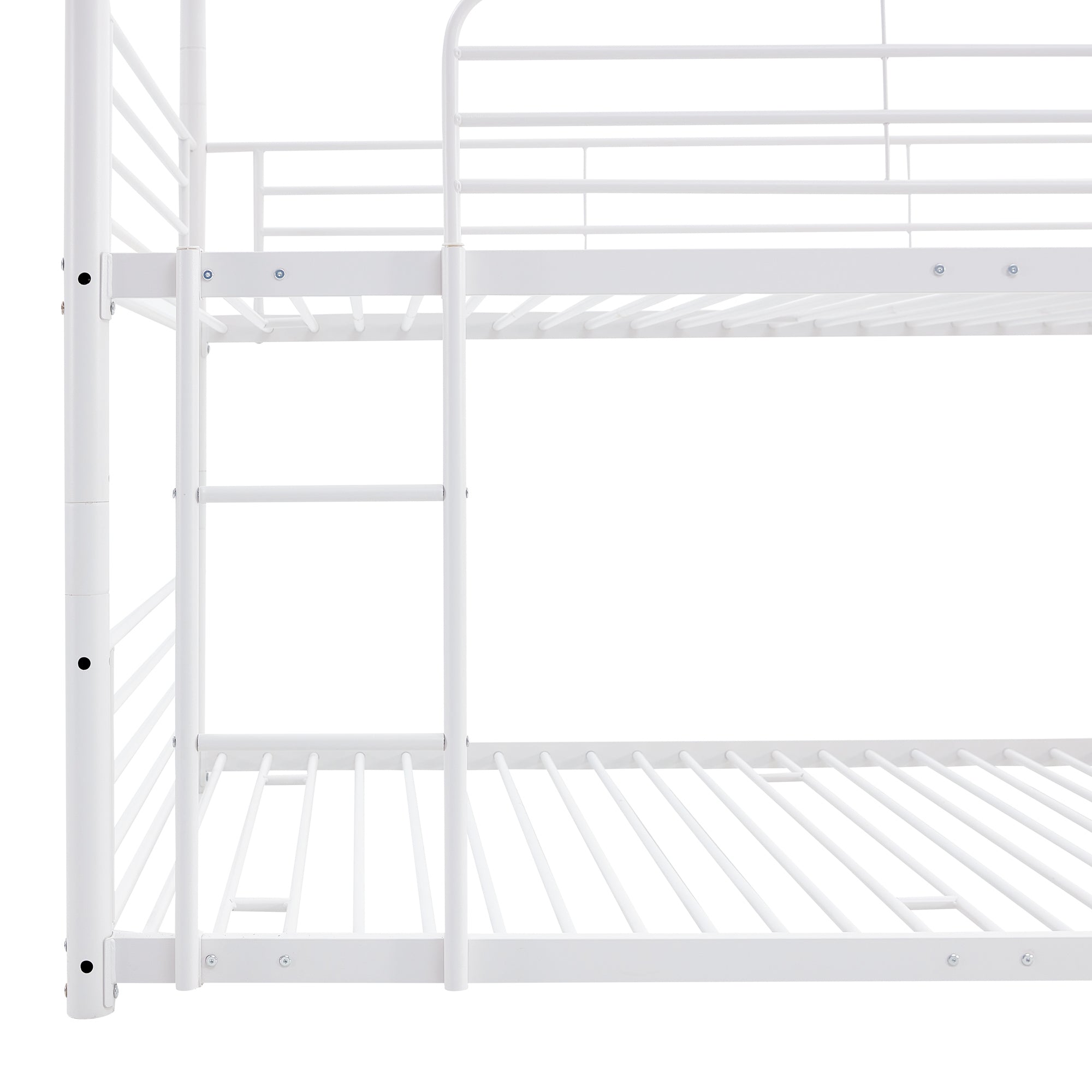 Full-Full-Full Metal Triple Bed with Built-in Ladder, Divided into Three Separate Beds,White(OLD SKU:LP000297AAK) - Atlantic Fine Furniture Melbourne FL