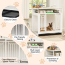 Wooden Dog Crate Furniture With Divider And Storage - White