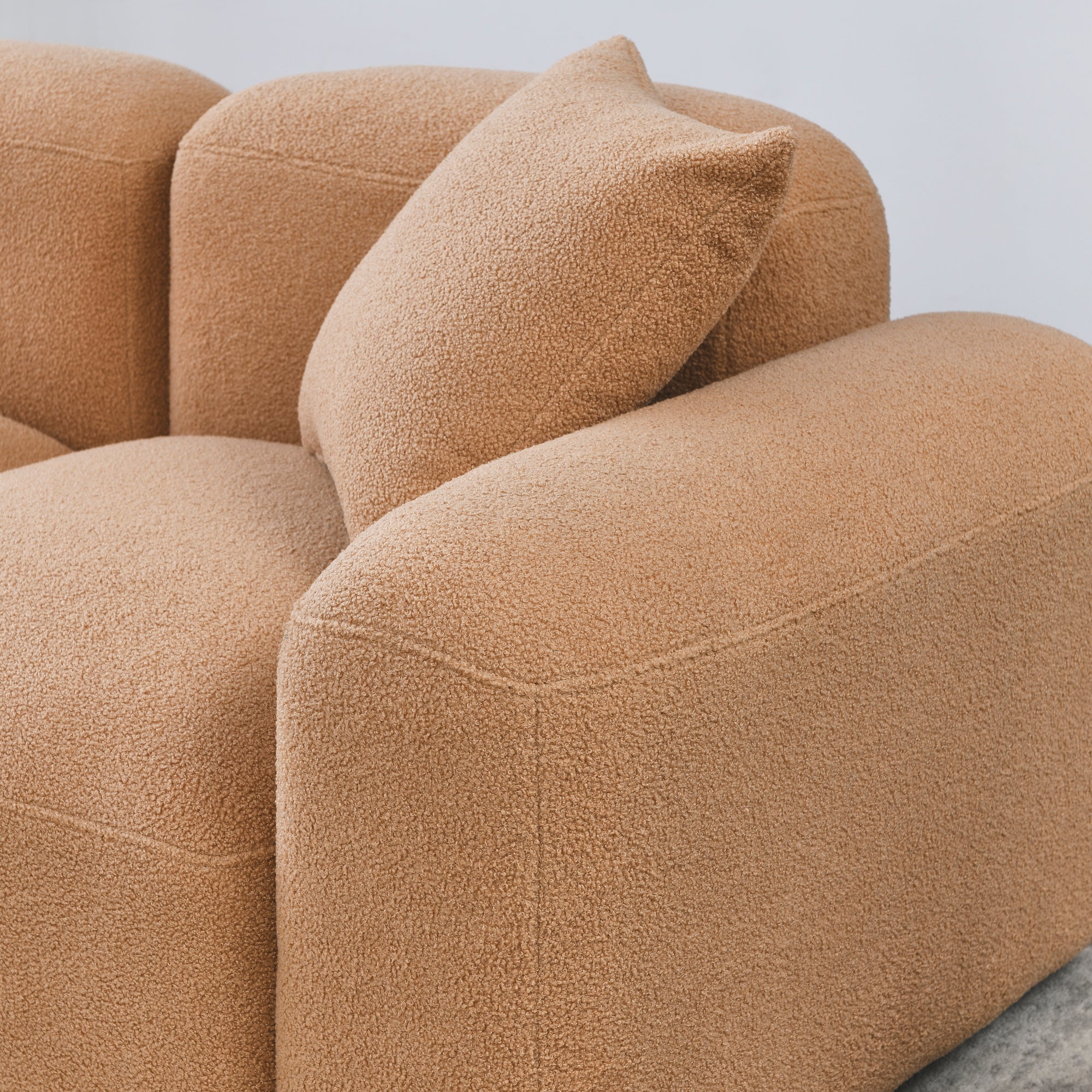 L-Shape Modular Sectional Sofa, DIY Combination,Teddy Fabric,Camel