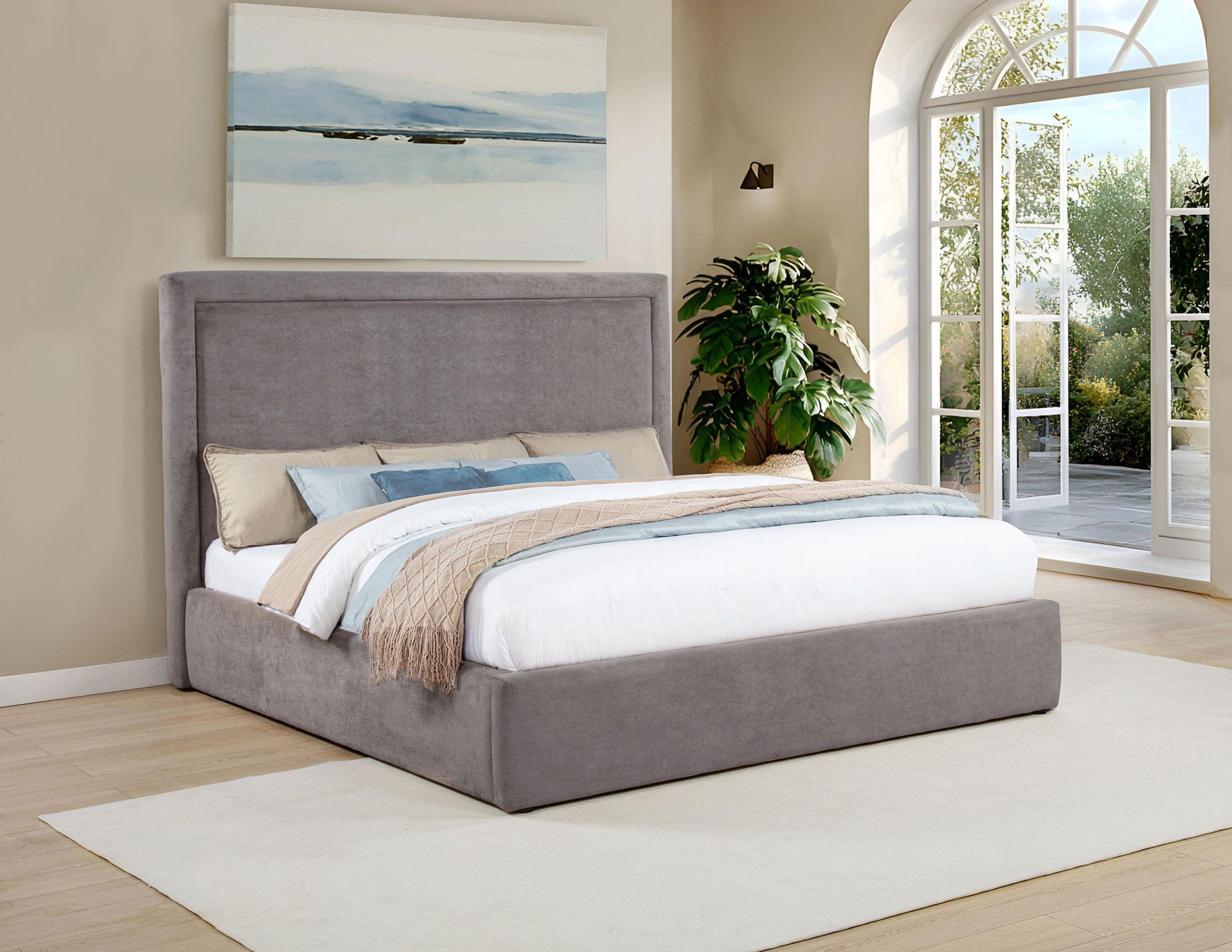 Lawson 54-inch Upholstered Eastern King Platform Bed Mushroom