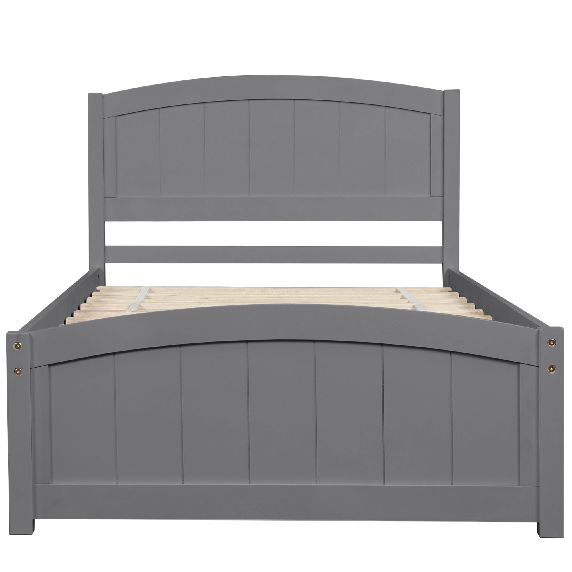 Wood Platform Bed with Headboard,Footboard and Wood Slat Support, Gray - Atlantic Fine Furniture Melbourne FL