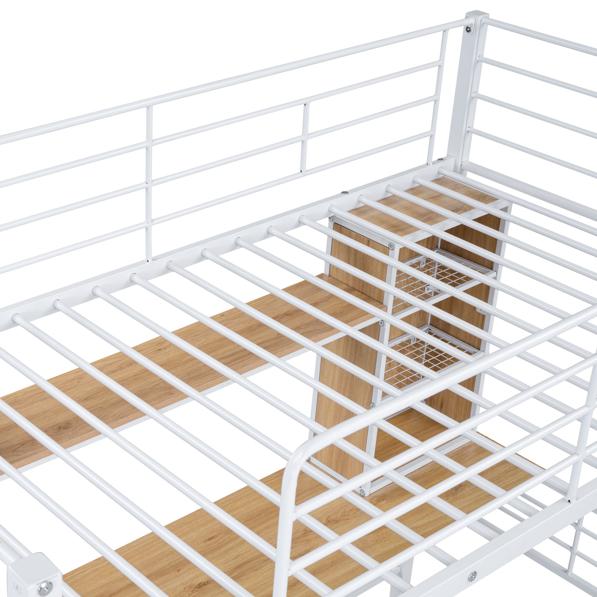 Twin Size Loft Bed with Desk and Shelf , Loft Bed with Ladder,Twin,White - Atlantic Fine Furniture Melbourne FL