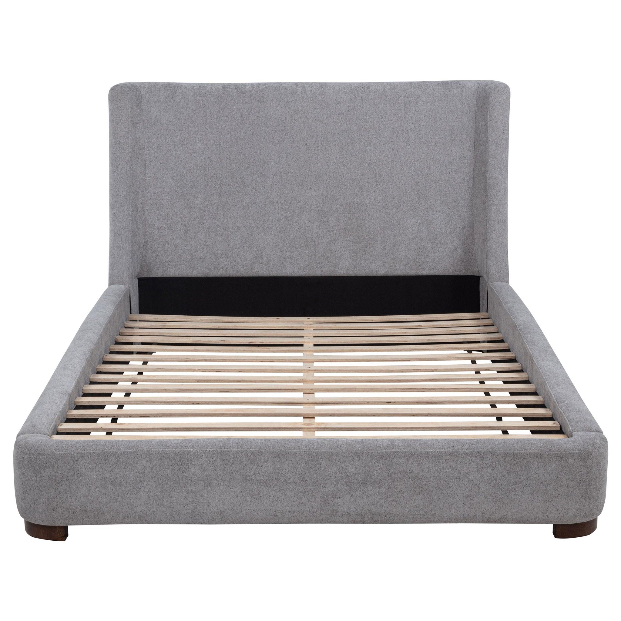 Rennes Upholstered Eastern King Wingback Platform Bed Grey