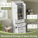 Bathroom Vanity With 2 Damping Hinge Doors, 3 Drawers, Adjustable Shelves - White