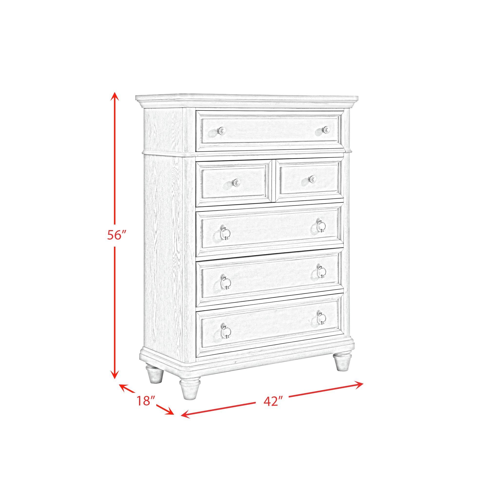 Whit-Ash - 5-Drawer Chest - Light Gray - Atlantic Fine Furniture Melbourne FL